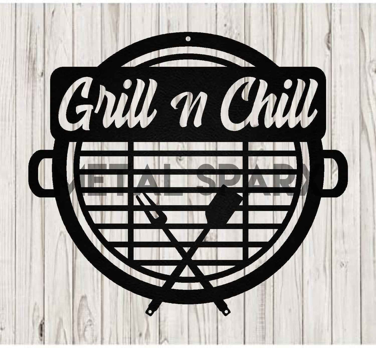 Black Metal Sparx Grill N Chill barbecue grill with a sturdy black frame and cooking surface, perfect for outdoor grilling.