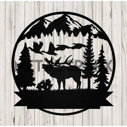 Black Elk Monogram metal decor piece by Metal Sparx featuring a stylized elk design for wall display.