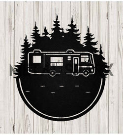 Black metal RV monogram wall art by Metal Sparx featuring a stylish RV design for outdoor or home decor.