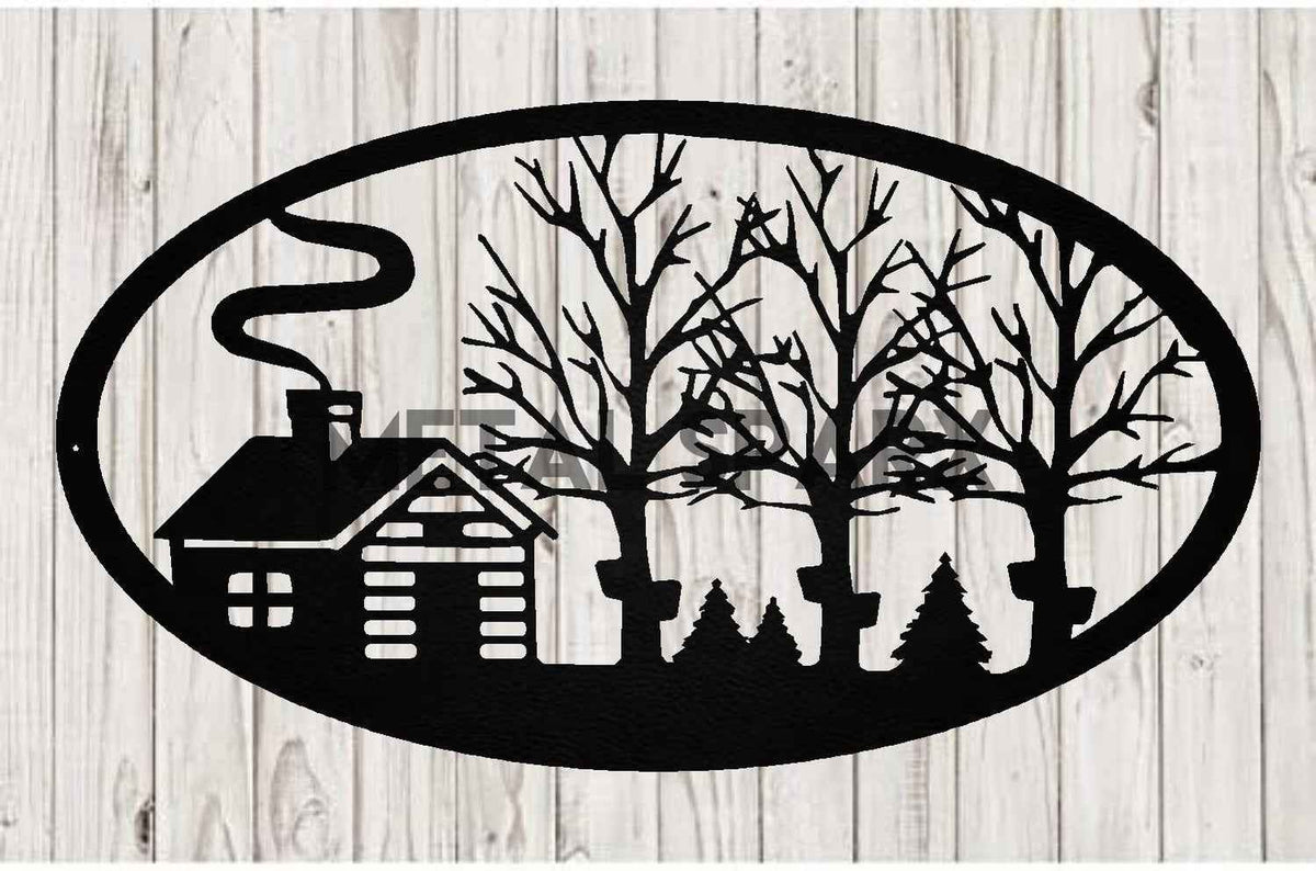 Black metal maple tree scene sculpture by Metal Sparx featuring detailed branches and leaves, ideal for outdoor garden decor.