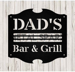 Black Dads Bar & Grill by Metal Sparx with sturdy metal construction and sleek black finish.