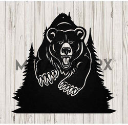 Black Metal Sparx bear sculpture with detailed features, crafted from metal with a sleek black finish.