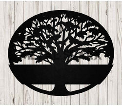 Black Tree of Life 2 Monogram metal art piece by Metal Sparx, featuring intricate metal design on a black background.
