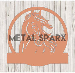 Copper horse monogram decorative sign by Metal Sparx, featuring a detailed horse silhouette and elegant monogram design.
