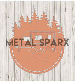 Copper RV monogram metal art by Metal Sparx, decorative wall hanging with intricate RV design in copper finish.