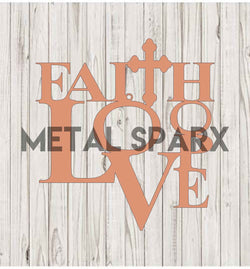 Copper pendant featuring Faith, Love, Hope engraved on Metal Sparx jewelry, showcasing a meaningful symbolic design.