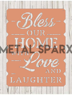 Bless our Home metal wall art by Metal Sparx, featuring copper finish with elegant script design for home decor.
