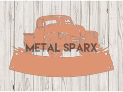 Copper pickup truck monogram metal art by Metal Sparx, featuring a detailed truck design on a copper finish.