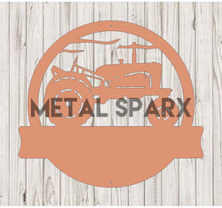Vintage Tractor Monogram metal art piece by Metal Sparx, crafted in copper with detailed tractor and monogram design.