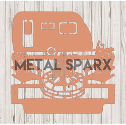 Copper metal art featuring custom camping monograms with intricate engraved lettering, crafted by Metal Sparx.