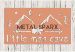 Copper Little Man Cave sign by Metal Sparx featuring a detailed, handcrafted design on a copper surface.