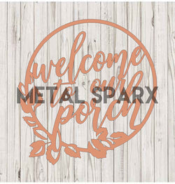 Copper Metal Art Welcome porch sign by Metal Sparx, featuring a decorative welcome message in intricate metal design.