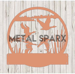 Copper sculpture of geese taking flight by Metal Sparx, showcasing detailed metalwork and dynamic bird figures.