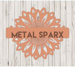 Copper sunflower monogram decorative metal artwork by Metal Sparx, featuring intricate sunflower design and personalized initials.