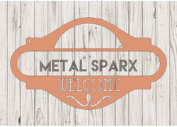 Copper Welcome Address Sign by Metal Sparx, decorative metal sign with elegant welcome message for home or garden.