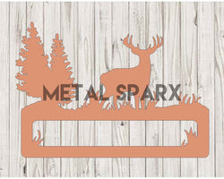 Copper deer address sign by Metal Sparx with engraved numbering, suitable for outdoor house or mailbox display.