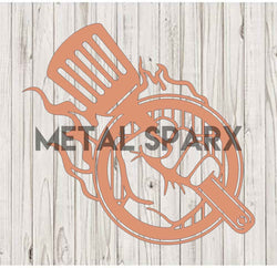 Metal Sparx copper grill hand with a sturdy handle, designed for safe handling of hot grills and cooking equipment.