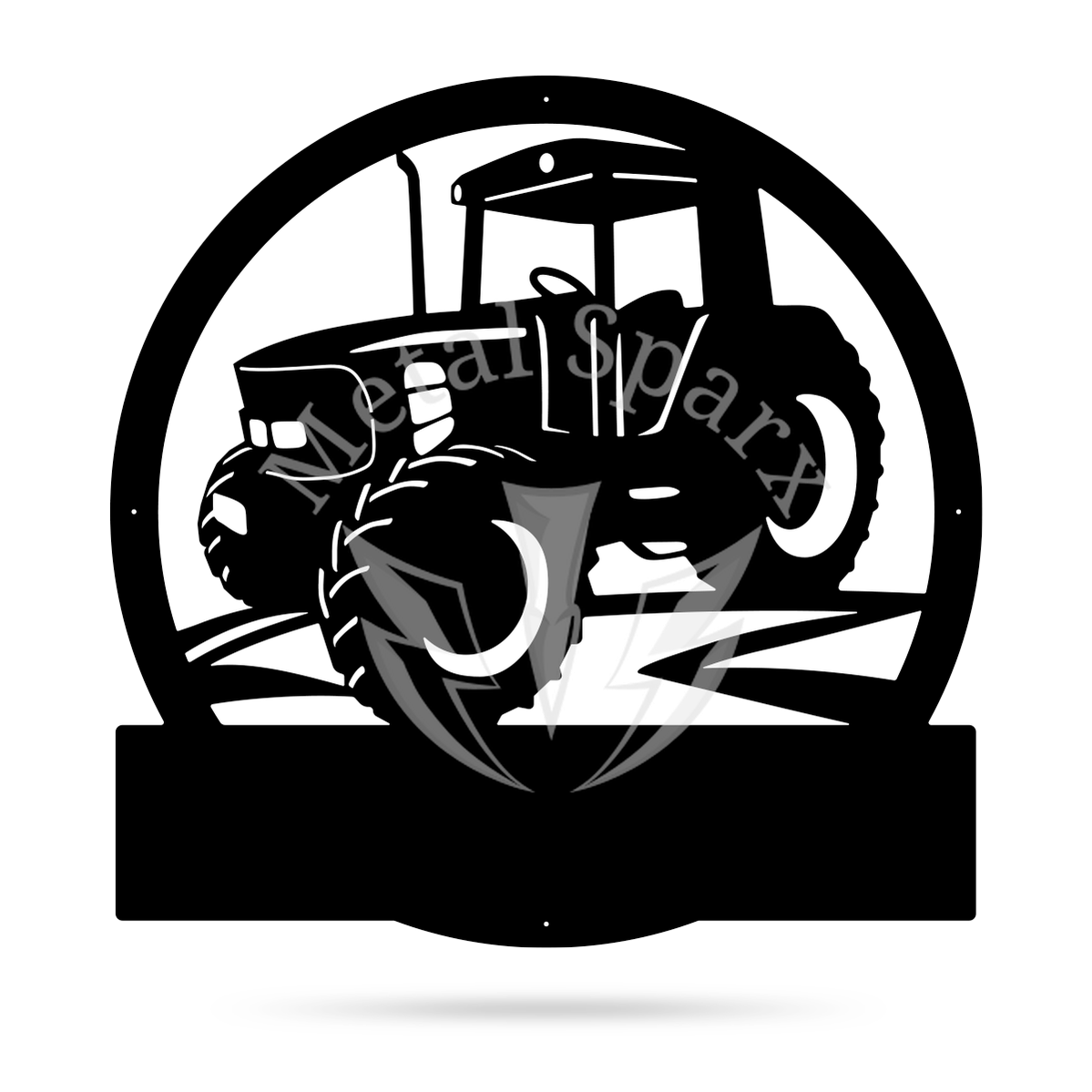 Modern tractor monogram metal art by Metal Sparx, featuring a sleek tractor design in durable metal for wall decor.