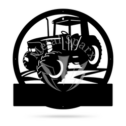 Modern tractor monogram metal art by Metal Sparx, featuring a sleek tractor design in durable metal for wall decor.