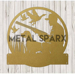 Metal Sparx Goose Hunter figurine showing a detailed metal goose sculpture on a wooden base.
