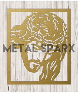 Gold Jesus figurine by Metal Sparx, detailed sculpture with a serene expression, perfect for religious or decorative display.