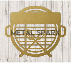 Gold metal monogram BBQ sign by Metal Sparx with a sleek, modern design suitable for outdoor grilling areas