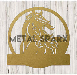Gold horse monogram pendant by Metal Sparx, featuring intricate horse design on a sleek gold finish.