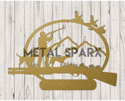 Gold Pheasant Hunt Monogram by Metal Sparx, featuring elegant gold lettering with a stylish pheasant design on a decorative background.