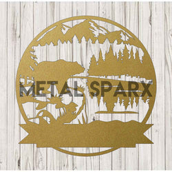 Gold Bear Monogram pendant by Metal Sparx featuring a sleek bear design with elegant monogram details.