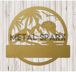 Gold Beach Life pendant by Metal Sparx featuring a sun and wave design, perfect for beach-themed jewelry.