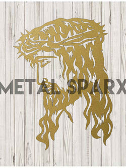 Gold Jesus figurine by Metal Sparx, detailed religious sculpture with a serene expression and polished gold finish.