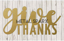 Gold "Give Thanks" metal wall decor by Metal Sparx, featuring a stylish thankful message in a shiny gold finish.