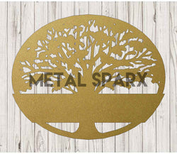 Gold Metal Sparx Tree of Life 2 Monogram metal art piece with intricate leaf and branch design