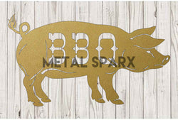 Gold Metal Sparx BBQ Pig sculpture with detailed features, perfect as a decorative metal art piece for barbecue enthusiasts.