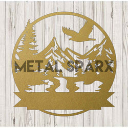 Gold Mountain Valley Monogram letter from Metal Sparx, featuring intricate design and shiny gold finish.