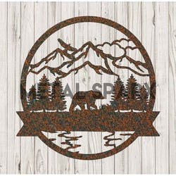 Rust-colored Metal Sparx Bear 2 Monogram decorative metal sculpture with detailed monogram design.