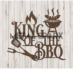 Rusty Metal Sparx King of the BBQ grill ornament with a weathered, aged appearance and detailed design.