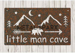 Rust-colored Little Man Cave decor piece by Metal Sparx, featuring detailed craftsmanship and a rugged finish.