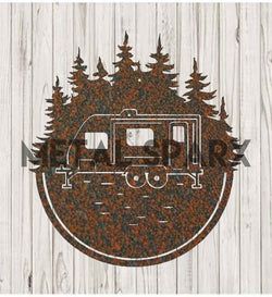 Rusty Metal Sparx RV Monogram metal art showcasing a personalized monogram design for RV decor.