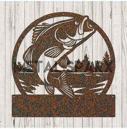 Rust-colored Metal Sparx Bass Monogram metal art piece with intricate design and textured finish.