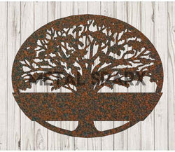 Rust-colored Tree of Life 2 Monogram metal art piece by Metal Sparx with intricate tree and monogram design.