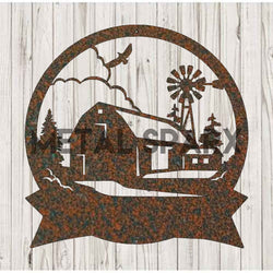 Rust-colored farmhouse monogram plaque by Metal Sparx, featuring a personalized initial in a rustic metal design.