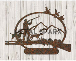 Rust-colored Pheasant Hunt Monogram metal sign by Metal Sparx featuring detailed pheasant and monogram design.