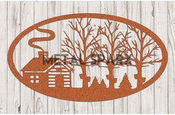 Rust-colored maple tree scene metal wall art by Metal Sparx featuring detailed leaf and branch design.