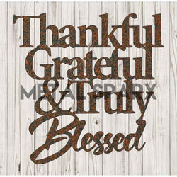 Rust-colored Metal Sparx thankful and grateful metal art decor with elegant lettering and intricate design details.