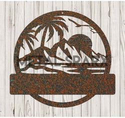 Rusty metal beach life sculpture by Metal Sparx featuring weathered, textured surface and coastal-inspired design.
