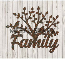 Rust-colored Metal Sparx Family Tree metal art wall decor with intricate branches and leaves, showcasing detailed craftsmanship.