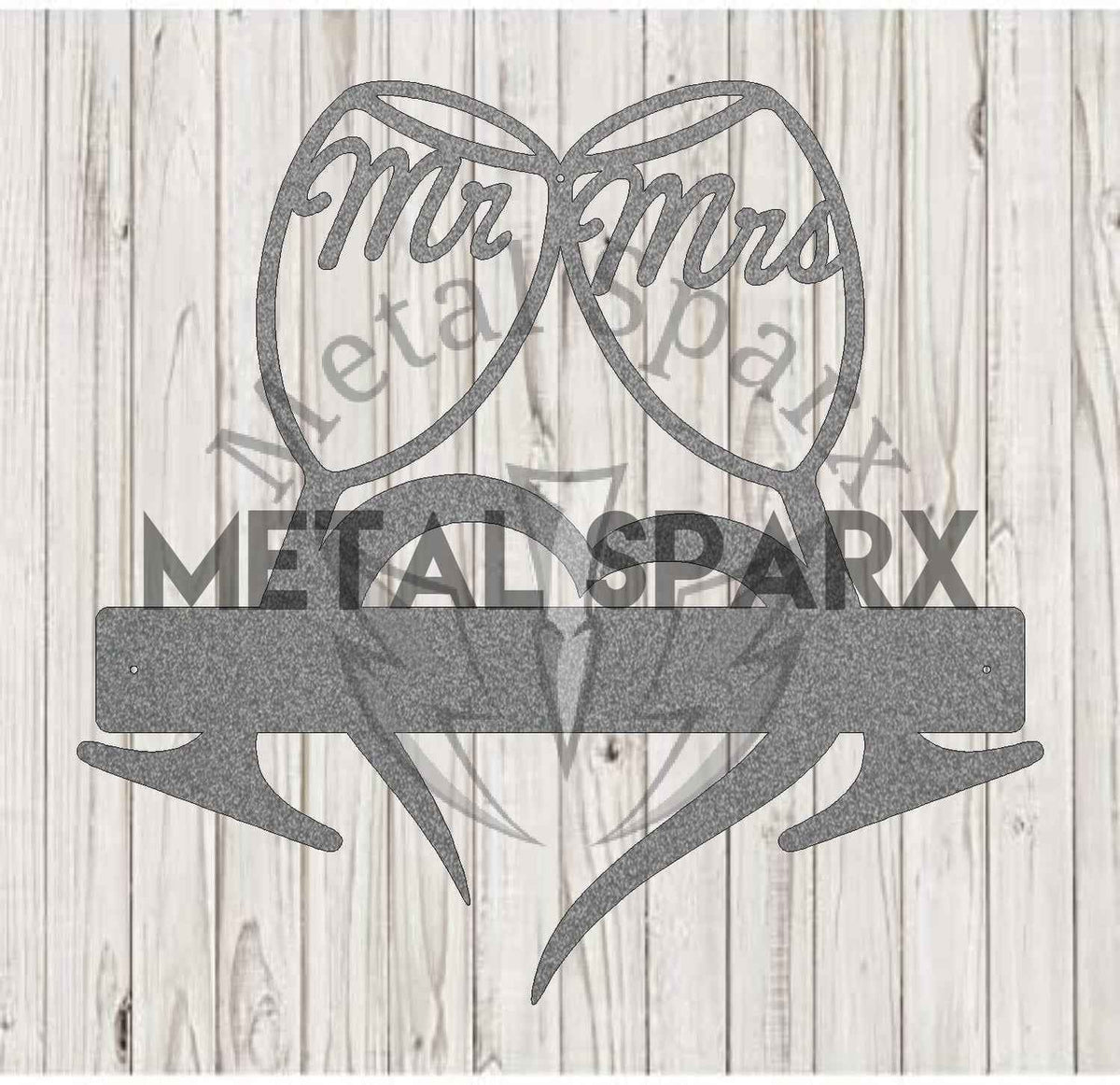 Silver Mr & Mrs wine glasses metal art by Metal Sparx, featuring intricate silver-toned metal design on clear glass bases.