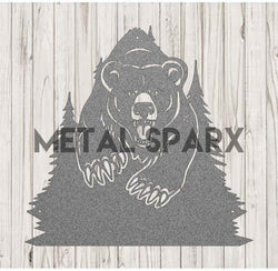 Silver metal bear figurine by Metal Sparx, detailed and polished, showcasing a sleek, modern design in a shiny finish.