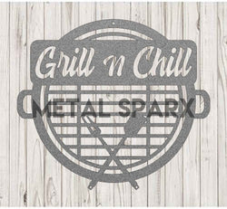 Silver Metal Sparx Grill N Chill outdoor fire pit with a round design and metal construction for cozy backyard gatherings.